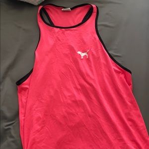 Pink quick dry material work out tank